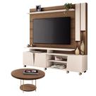Estante Home Theater Virtus Castanho Off White com Mesa de Centro Sky Castanho - HB Móveis