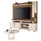 Estante Home Theater Virtus Castanho Off White com Mesa de Centro Sky com tampo de vidro Off White - HB Móveis Estante Home Theater Virtus Castanho Off White com Mesa de Centro Sky com tampo de vidro Off White - HB Móveis