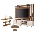 Estante Home Theater Virtus Castanho Off White com Mesa de Centro Sky e Aparador Infinity Castanho - HB Móveis