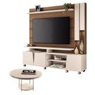 Estante Home Theater Virtus Castanho Off White com Mesa de Centro Sky Off White - HB Móveis Estante Home Theater Virtus Castanho Off White com Mesa de Centro Sky Off White - HB Móveis