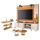 Estante Home Theater Virtus Cinamomo Off White com Kit de Mesa de Centro Sky e Aparador Infinity Cinamomo - HB Móveis
