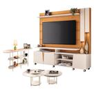 Estante Home Theater Virtus Cinamomo Off White com Kit de Mesa de Centro Sky e Aparador Infinity Off White - HB Móveis