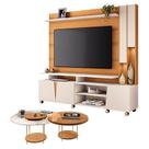 Estante Home Theater Virtus Cinamomo Off White com Kit Mesa de Centro Sky Cinamomo - HB Móveis Estante Home Theater Virtus Cinamomo Off White com Kit Mesa de Centro Sky Cinamomo - HB Móveis