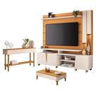 Estante Home Theater Virtus Cinamomo Off White com Mesa de Centro Liz e Aparador Fiero Off White Cinamomo - HB Móveis