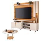 Estante Home Theater Virtus Cinamomo Off White com Mesa de Centro Sky com Tampo de vidro Cinamomo - HB Móveis