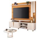 Estante Home Theater Virtus Cinamomo Off White com Mesa de Centro Sky com tampo de vidro Off White - HB Móveis
