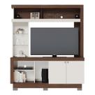 Estante Home Valença 160cm para TV até 50 Pol Prateleira Vidro Nogueira Off
