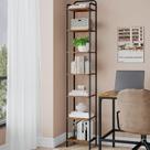 Estante Hzuaneri Estante de livros Narrow Industrial de 7 camadas marrom Estante Hzuaneri Estante de livros Narrow Industrial de 7 camadas marrom