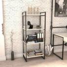 Estante Industrial Kuadra com 3 Nichos 60 cm - Preto/Snow