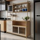 Estante Industrial para Cozinha 5 Nichos 3 Gavetas 3 Portas com Vidro Estante Industrial para Cozinha 5 Nichos 3 Gavetas 3 Portas com Vidro