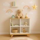 Estante Infantil 4 Nichos 100% Mdf Retrô Branco Brilho/Amêndoa