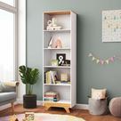 Estante Infantil 4 Prateleiras 100% Mdf Retrô Branco Brilho/Amêndoa Estante Infantil 4 Prateleiras 100% Mdf Retrô Branco Brilho/Amêndoa