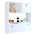 Estante Infantil Organizadora Com Nichos 2 Gavetas Susie Branco - Lumil Móveis Estante Infantil Organizadora Com Nichos 2 Gavetas Susie Branco - Lumil Móveis