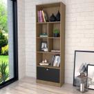 Estante Livreiro Bali com 1 Porta e 6 Nichos - Mel/Preto
