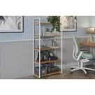 Estante Livreiro Casal Industrial Alta LI006 Aço c/ 5 Prateleiras 72x152cm Canela/Branco - Kappesberg