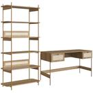 Estante Livreiro Home Office e Mesa Escrivaninha Industrial Indy A03 Hanover Dourado - Lyam Decor