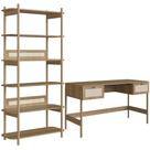 Estante Livreiro Home Office e Mesa Escrivaninha Pés Madeira Moss A03 Hanover Roble - Lyam Decor