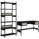 Estante Livreiro Home Office e Mesa Escrivaninha Pés Madeira Moss A03 Nero Preto - Lyam Decor