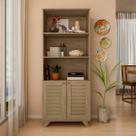 Estante Livreiro Multiuso para Livros e Decoração 2 Portas 3 Nichos Artely Trama