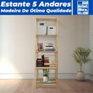 Estante Livreiro Organizador Pinus Rústico 5 Andares Moderno