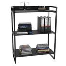 Estante Livreiro Prisma Estilo Industrial 80cm 3 Prateleiras Preto Onix - Mpozenato Estante Livreiro Prisma Estilo Industrial 80cm 3 Prateleiras Preto Onix - Mpozenato