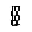Estante Livreiro Solteiro ESM218 c/ 4 Nichos Preto - Movelbento