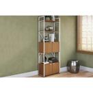 Estante Livreiro Solteiro Industrial Alta LI018 c/ 4 Portas 72x200cm Canela/Branco - Kappesberg