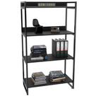 Estante Multiuso 4 Prateleiras Escritório Estilo Industrial Form C01 146x80 Preto Onix - Lyam Decor