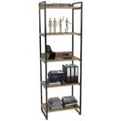 Estante Multiuso 5 Prateleiras Escritório Estilo Industrial Form 187x60 cm Carvalho - Lyam Decor Estante Multiuso 5 Prateleiras Escritório Estilo Industrial Form 187x60 cm Carvalho - Lyam Decor