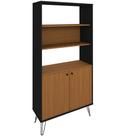 Estante Multiuso Com 02 Portas 03 Prateleiras 183x90cm Hit A02 Freijó Preto - Lyam Decor