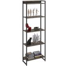 Estante Multiuso Escritório Industrial 05 Prateleiras Areta 186x60cm C01 Carvalho Dark - Lyam Decor