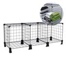 Estante Multiuso para Livros Discos de Vinil LPs 3 Nichos 40x40cm Prateleira de Aço Horizontal Preto