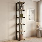 Estante Nicho Industrial 5 Prateleiras em Ferro e MDF 202x34cm Paris Freijó/Preto