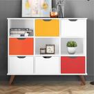 Estante Nicho Vintage Sabina Branco com Gavetas Brancas e Coloridas Estante Nicho Vintage Sabina Branco com Gavetas Brancas e Coloridas