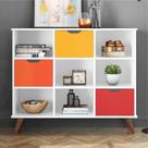 Estante Nicho Vintage Sabina Branco com Gavetas Coloridas Estante Nicho Vintage Sabina Branco com Gavetas Coloridas