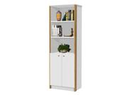 Estante Office com Portas e Prateleiras Espaçosas para Decoração e Organização de Livros e Objetos Pessoais com Design Moderno Branco/Nature