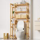 Estante Organizador de Bambu para Banheiro Sobre o Vaso Sanitário 79x23x166cm