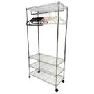 Estante Organizadora Closet Ajustável Aço Inox 4 Prateleiras Com Cabideiro e Rodízios Estante Organizadora Closet Ajustável Aço Inox 4 Prateleiras Com Cabideiro e Rodízios