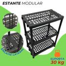 Estante Organizadora com 3 Prateleira de Plástico Modular Multiuso Preta Forte e Resistente Útil