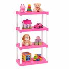 Estante organizadora infantil rosa 4 andares prateleira modular para brinquedos quarto bebê multiuso resistente casa lav