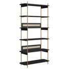 Estante Oslo Artesano 90 cm (largura) MDP Nero Palha Sintética Bege Pé Metal Dourado Estante Oslo Artesano 90 cm (largura) MDP Nero Palha Sintética Bege Pé Metal Dourado