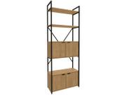 Estante p/Sala Industrial Alta LI018 c/ 4 Portas 72x200cm Freijo/Preto - Kappesberg