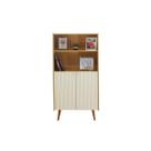 Estante p/ Sala Vértice c/ 2 Portas Frisadas e 1 Prateleira Cinamomo/Off White - Genialflex