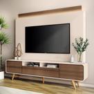 Estante Painel de TV 85 Pol 220cm Nobre Castanho/Off White - HB Móveis Estante Painel de TV 85 Pol 220cm Nobre Castanho/Off White - HB Móveis