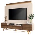 Estante Painel Para Tv 85 Pol Orgânico Com Led Royal B01 Off White Castanho - Lyam Decor Estante Painel Para Tv 85 Pol Orgânico Com Led Royal B01 Off White Castanho - Lyam Decor