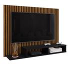 Estante Painel Suspenso Tv até 48 Polegadas Nicho Organizador Prateleira Decorativa Moderno Dubai- Ripado/Preto - RPM Móveis