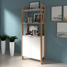 Estante para Escritório Multiuso com 2 Portas e 1 Prateleira MDP Branco/Nogal Tecnomobili Cor:Amêndoa/Branco