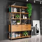 Estante para Livros 2 Gavetas 1 Porta Freijó/Preto Fosco 145 x 32 x 185 cm Dalla Costa E92
