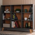 Estante para Livros 9 Nichos Grafite/Nogal - Hecol Móveis