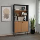 Estante para Livros Alta com Pés de Metal Industrial 2 Portas 183cmx90cm Estante para Livros Alta com Pés de Metal Industrial 2 Portas 183cmx90cm